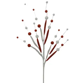 32" White and Red Glitter Ball Spray 64521-WTRD