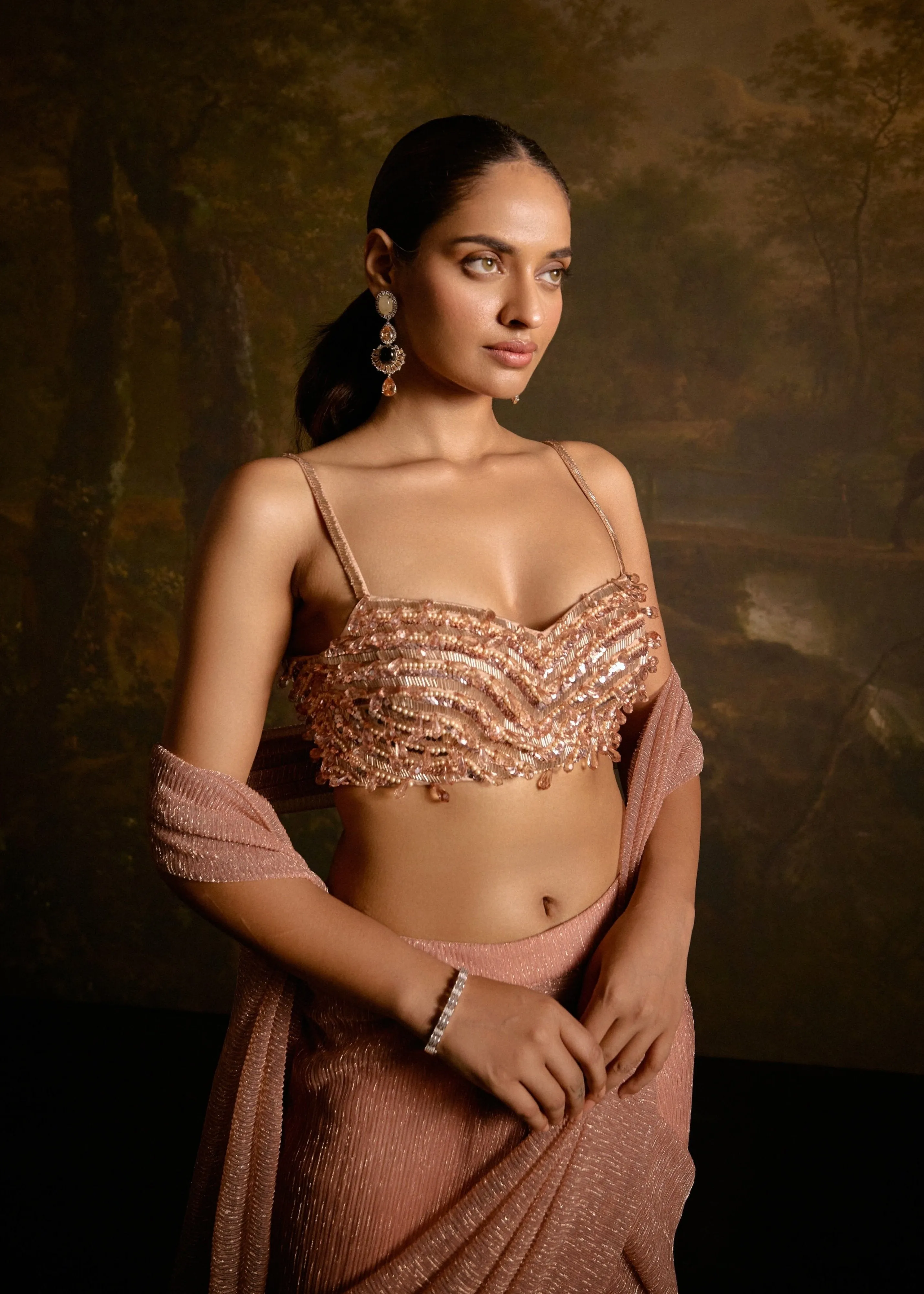 Aazina Blush Pink Pre-Stitched Saree