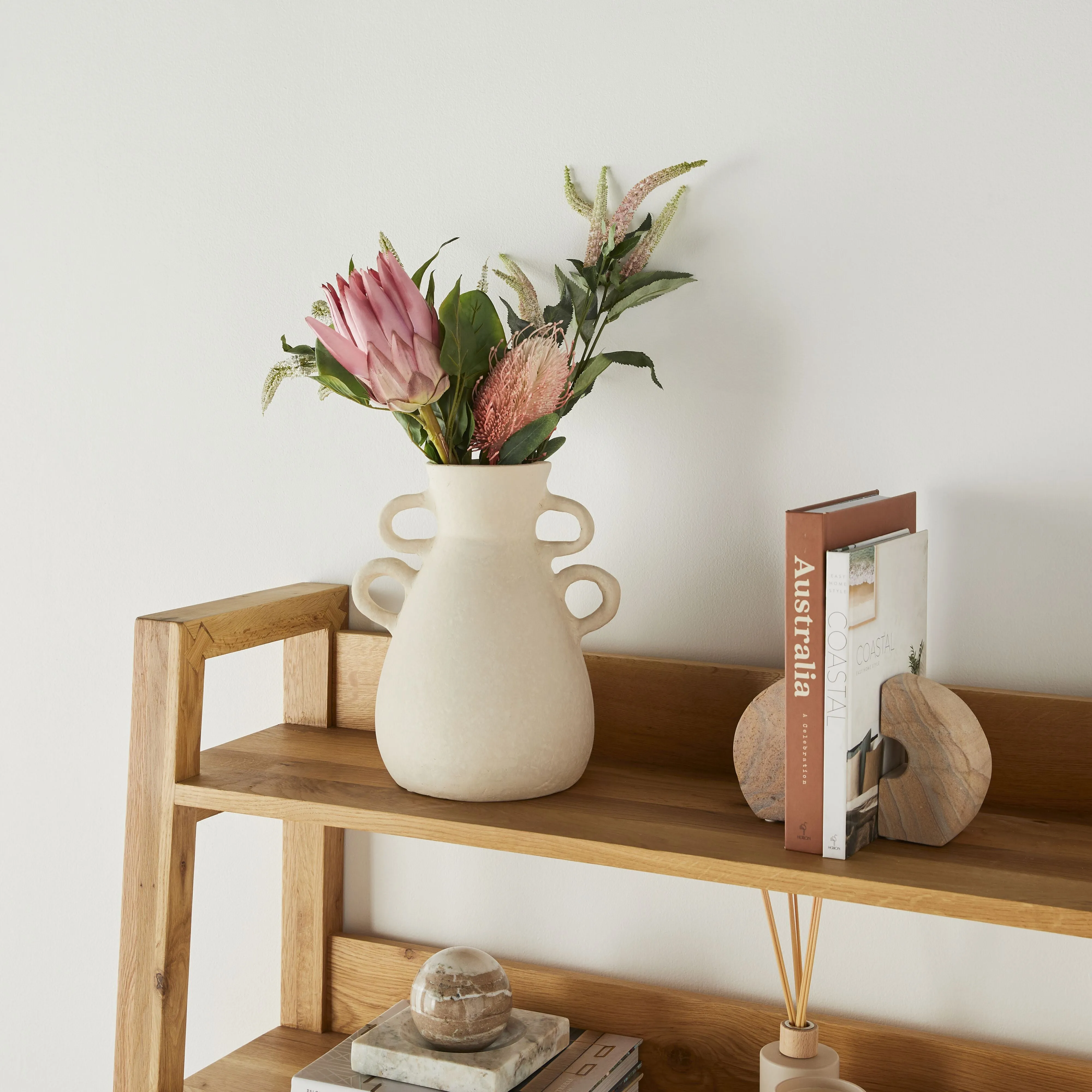Acacia Cascara Flower Stem Pink x7 84cm