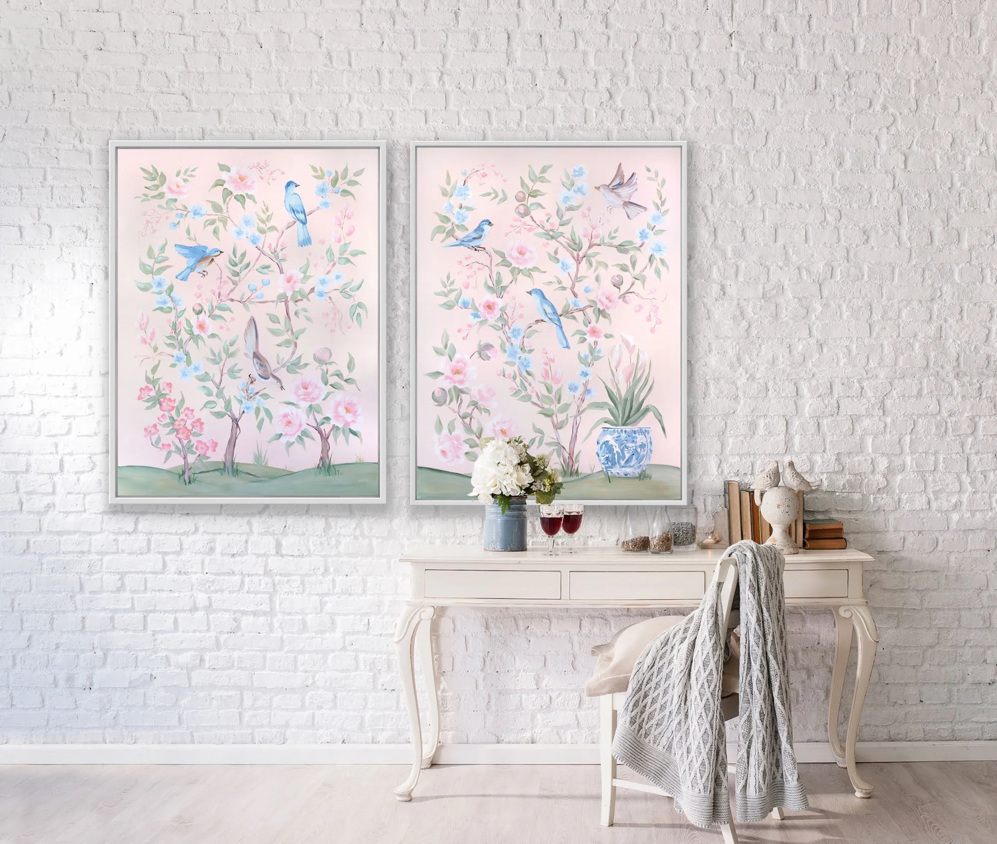 Blush Chinoiserie No. 2, a fine art print on canvas
