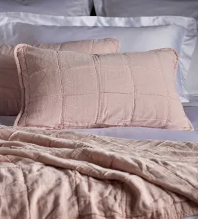 Blush Pink Finn 100% Cotton Quilted Cushion Cover