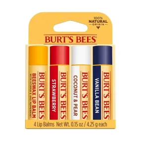 Burt's Bees Assorted Lip Balms 4 (0.15) oz. Tubes in Blister Box 4 Pieces Lip Balm