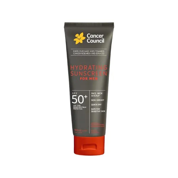 CANCER COUNCIL - Hydrating Sunscreen for Men SPF50  (100 ml Tube)