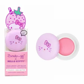 Hello Kitty Strawberry Macaron Lip Balm in a Display Box-Strawberry Rose Latte-Vitamin B Shea Butter