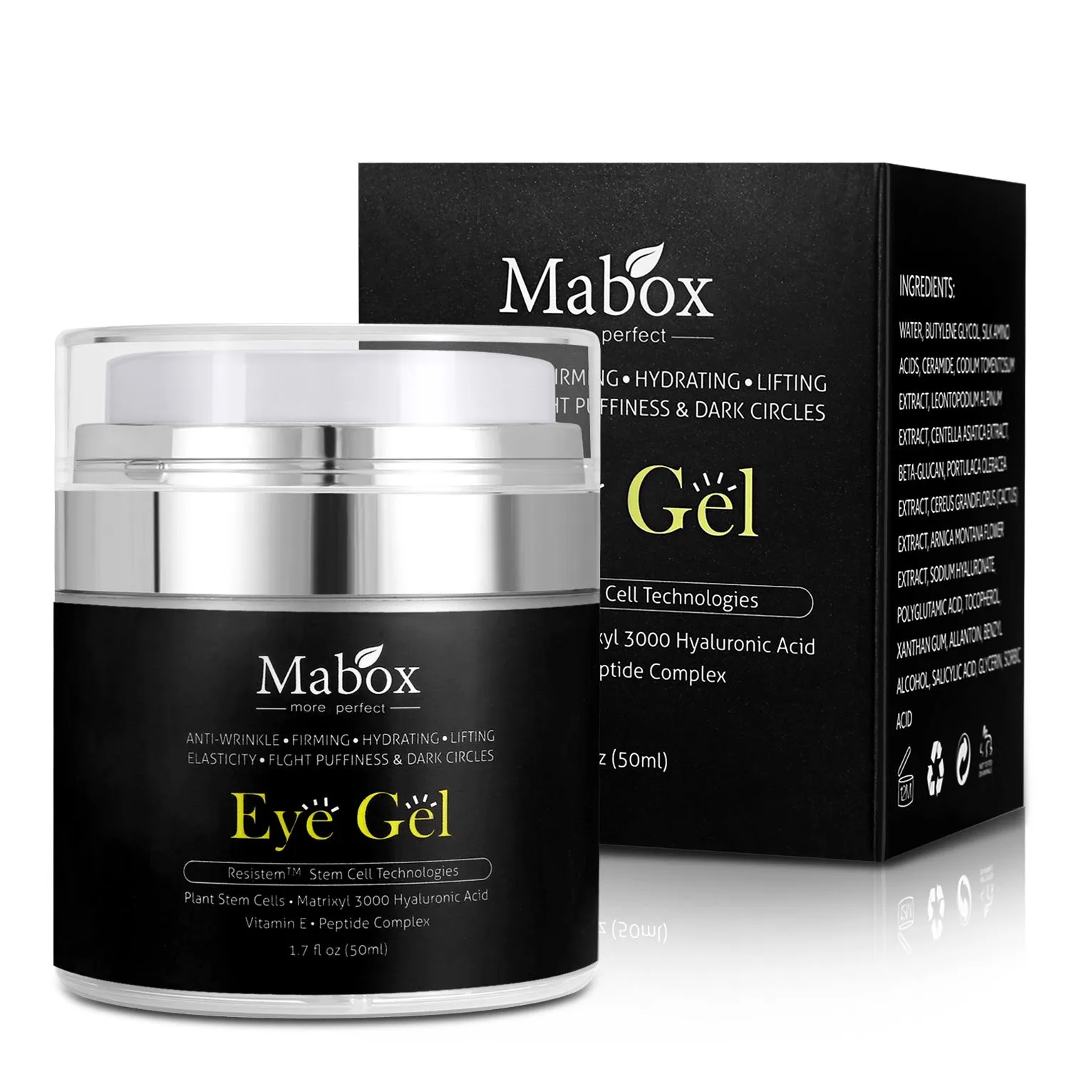 Mabox Eye Gel Cream Anti-Wrinkles Remove Dark Circle Hyaluronic Acid Firming Lightening 50ml