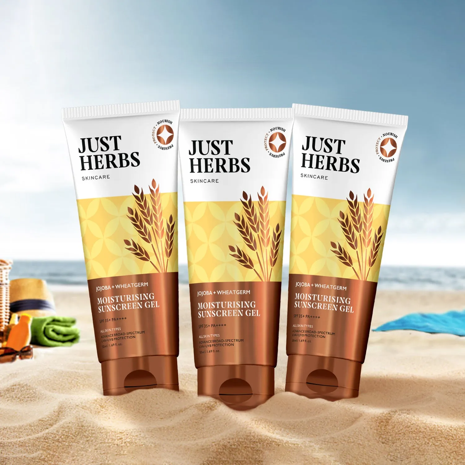 Moisturising Sunscreen Gel with SPF 35  PA     with Jojoba & Wheatgerm : 50 ml