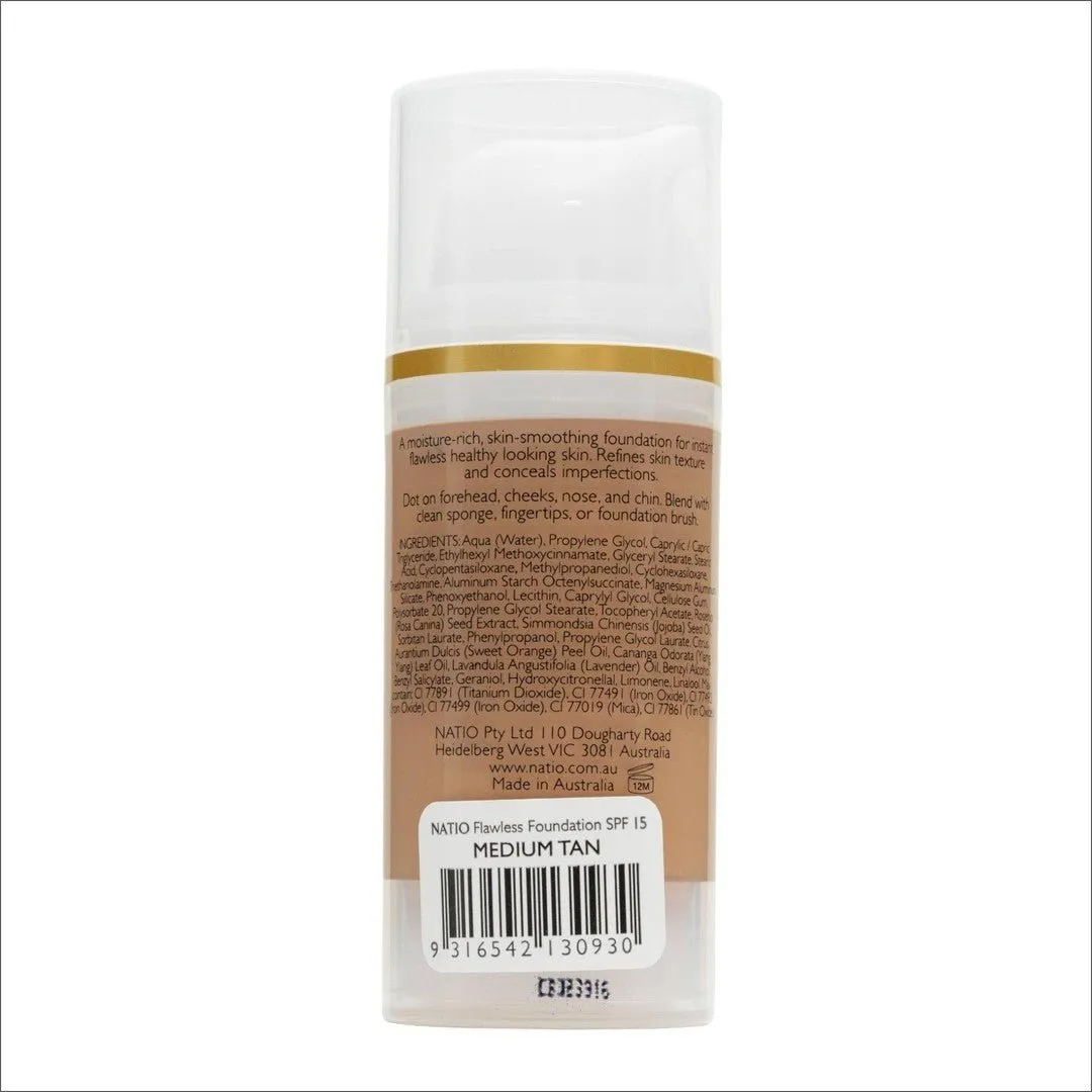 Natio Flawless Foundation SPF 15 Medium Tan 30ml