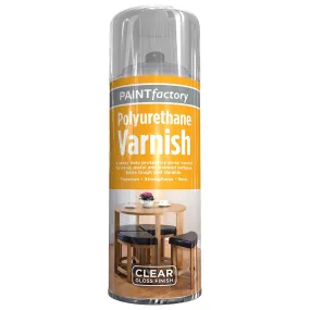 Paint Factory Spray Paint Clear Polyurethane Gloss Varnish 400ml