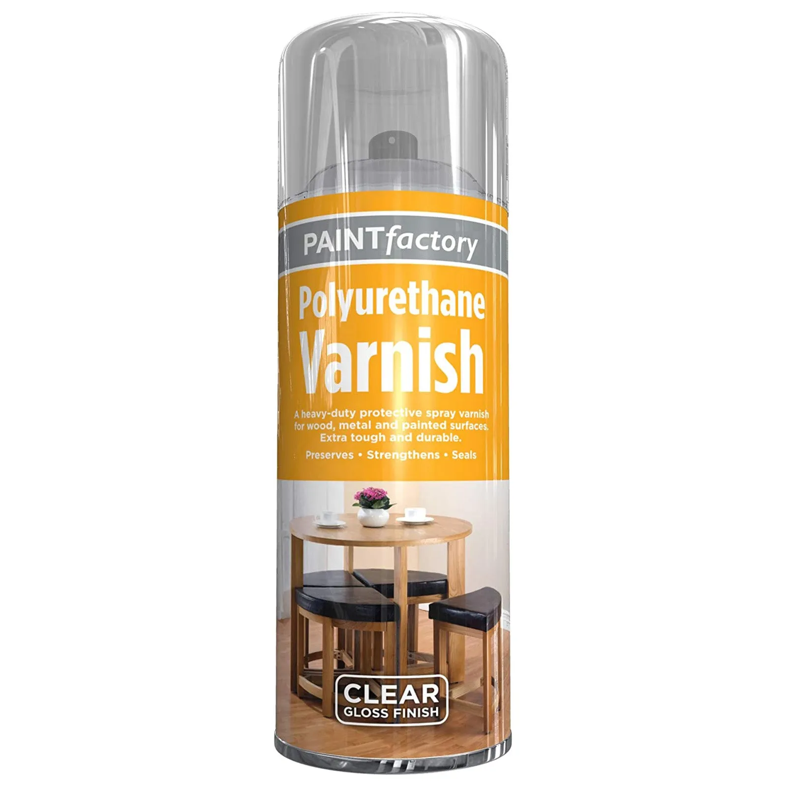 Paint Factory Spray Paint Clear Polyurethane Gloss Varnish 400ml