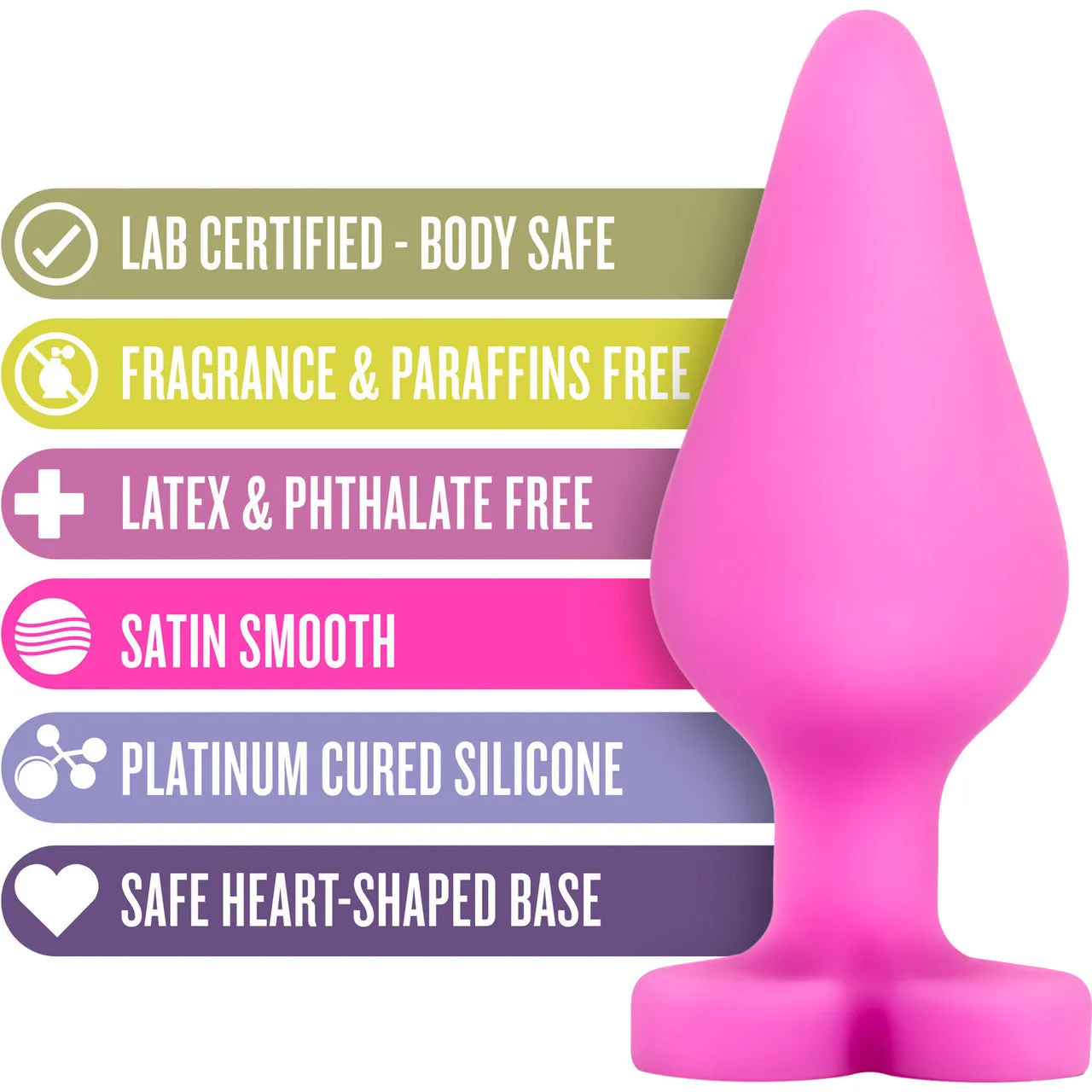 Play With Me Naughtier Candy Heart Silicone Butt Plug By Blush - Ride Me Pink