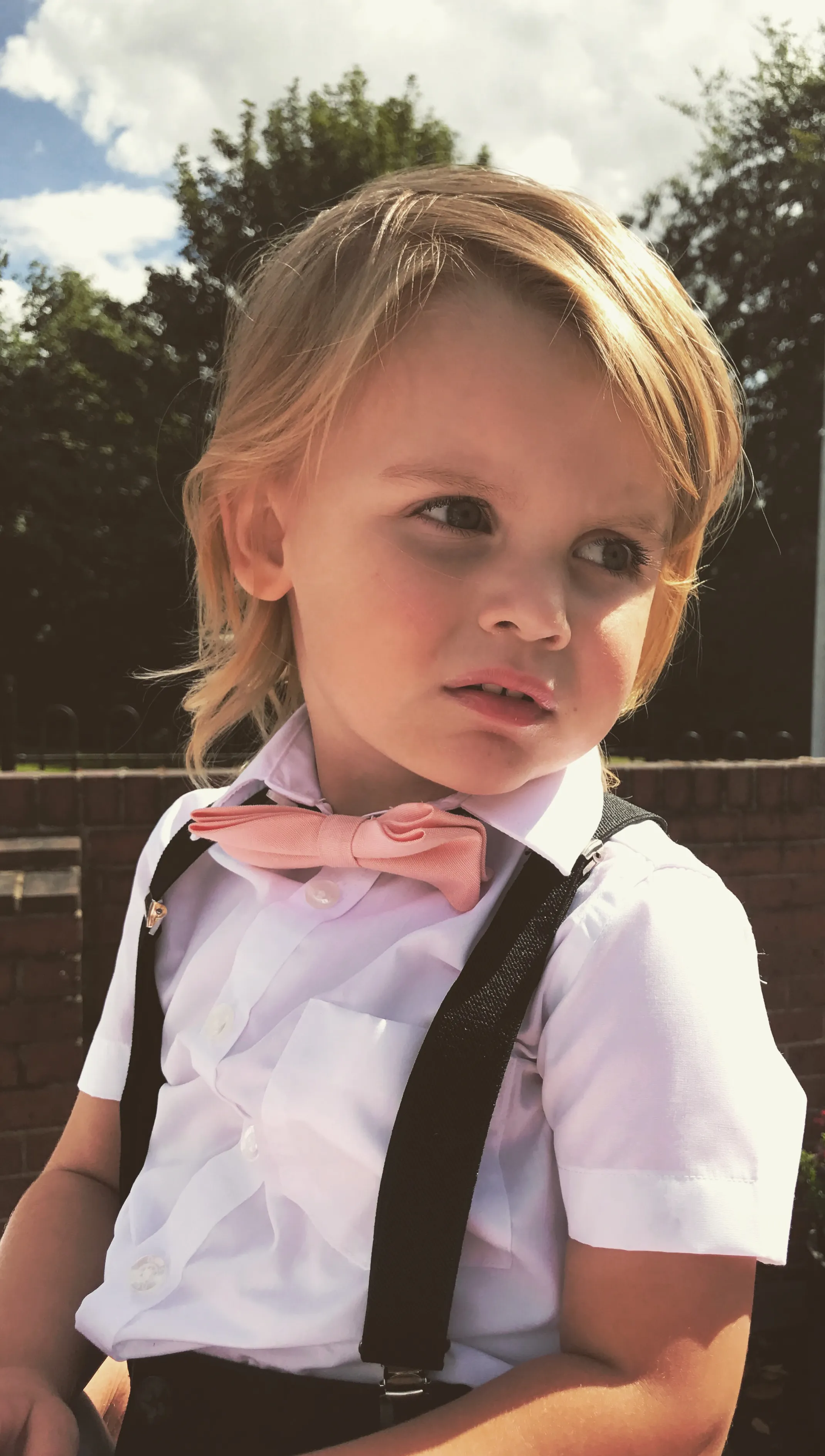 Romeo Boys Blush Pink Bow Tie and Grey Braces