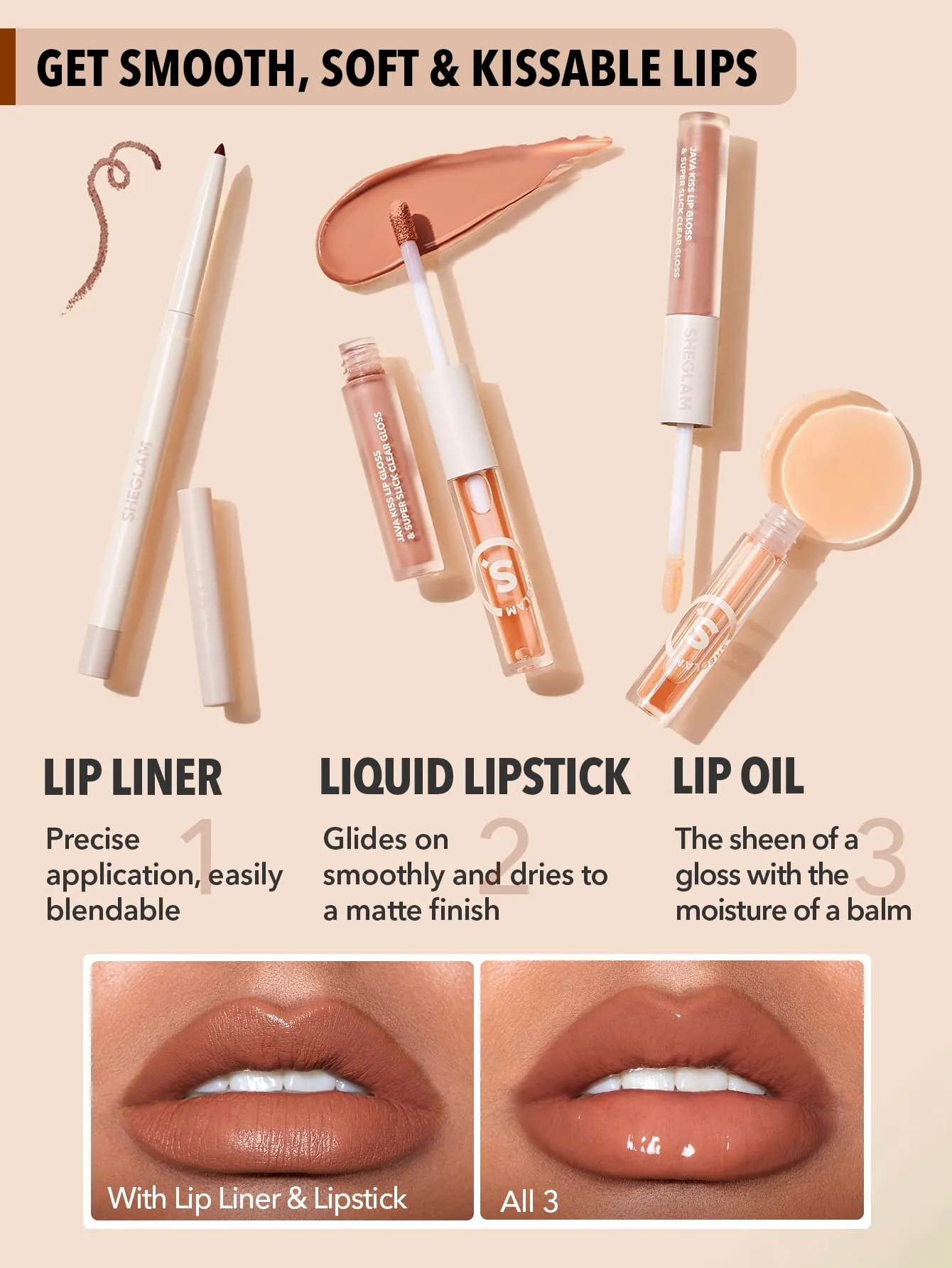 SHEGLAM Soft 90 s Glam Lip liner and Lip Duo Set Moody Taupe Lip Set