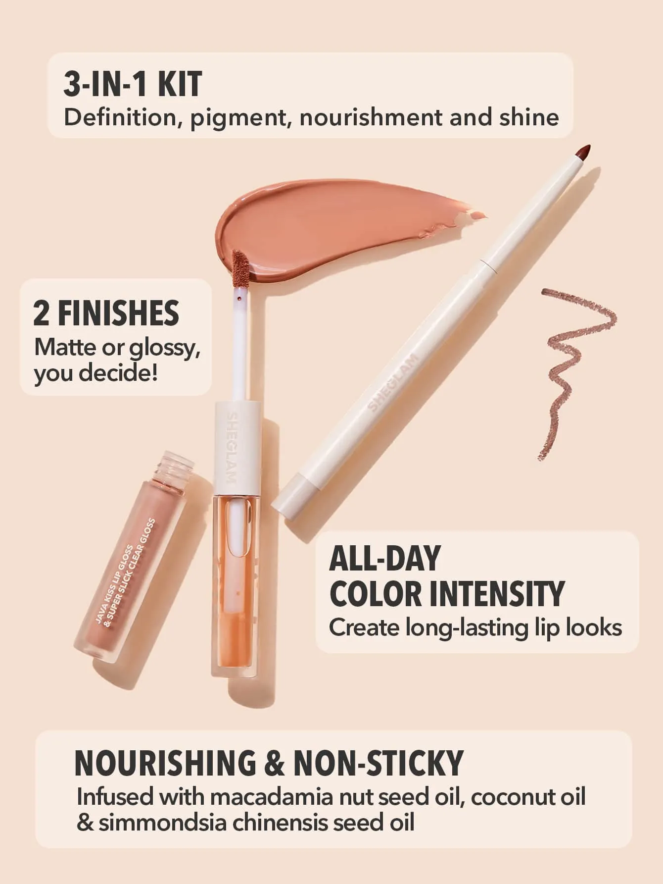 SHEGLAM Soft 90 s Glam Lip liner and Lip Duo Set Moody Taupe Lip Set