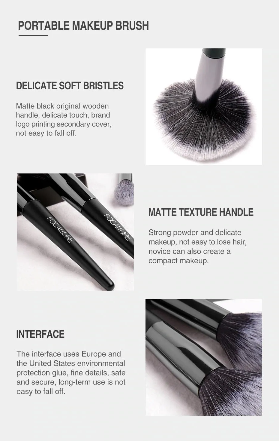 Soft Cosmetics Makeup Brush Set - 6PCS