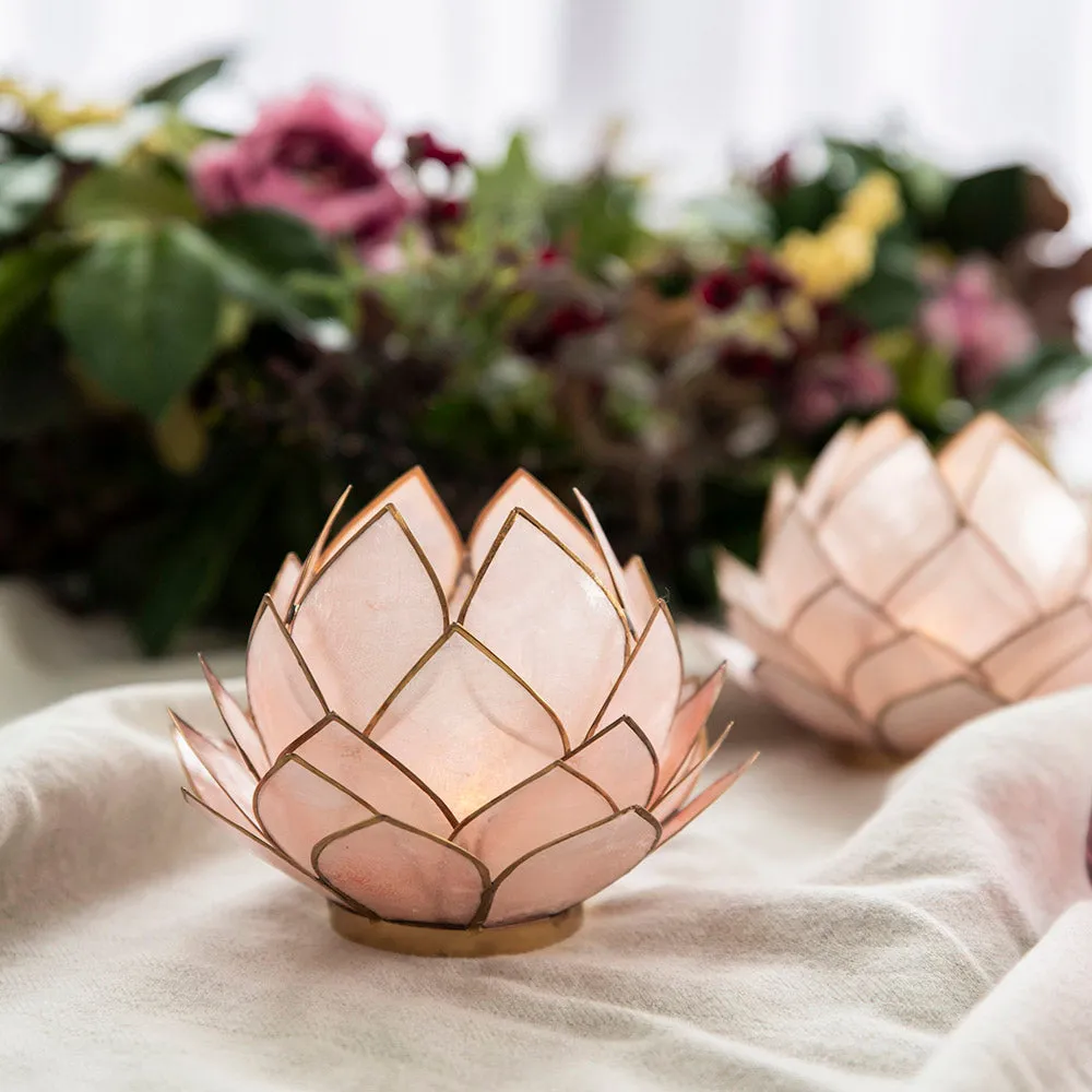 Tealight Holder Cabbage Capiz Blush